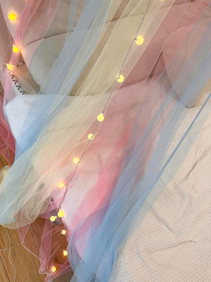 Comtelek Curtains Bed Canopy Rainbow Mosquito Net for Bed Canopy Four Corner Post Elegant Mosquito Net Set, Stick Hook &Profession Rope for net, Screen Netting Canopy Curtains, Full/Queen/King