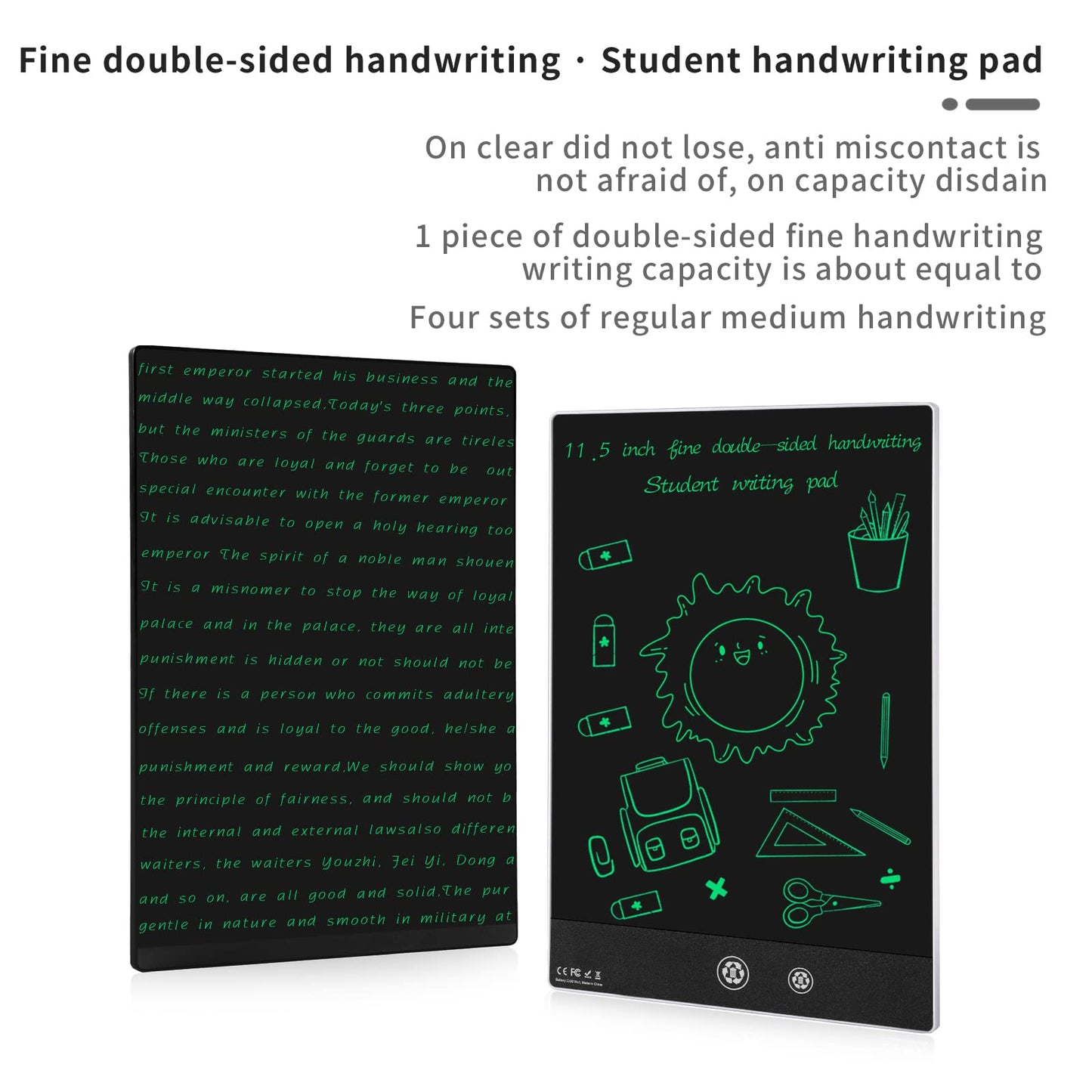 LCD Writing Tablet 11.5 Inch Double Display, Bezel-Free Two-Sided Reusable Electronic Drawing Pad with Case, Ultra-Slim Digital Notepad for Adults Kids, Electronic Scratchpad for Office School Home