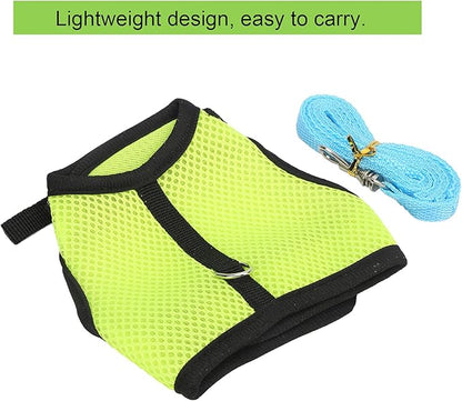 Pet Mesh Traction Harness Chest Back Leash Rabbit Guinea Pig Supplies Mesh Comfortable Adjustable Small Pets (Fruit Green)