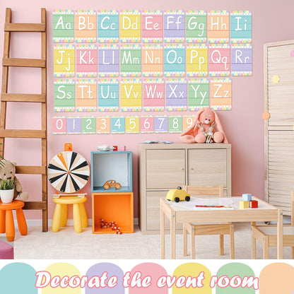 Adduster Bulletin Board Letters - ABC Alphabet Poster Classroom Decorating Set Toddler English Poster Kindergarten Elementary Classroom Nursery Home Wall Decoration（Soft Tones）