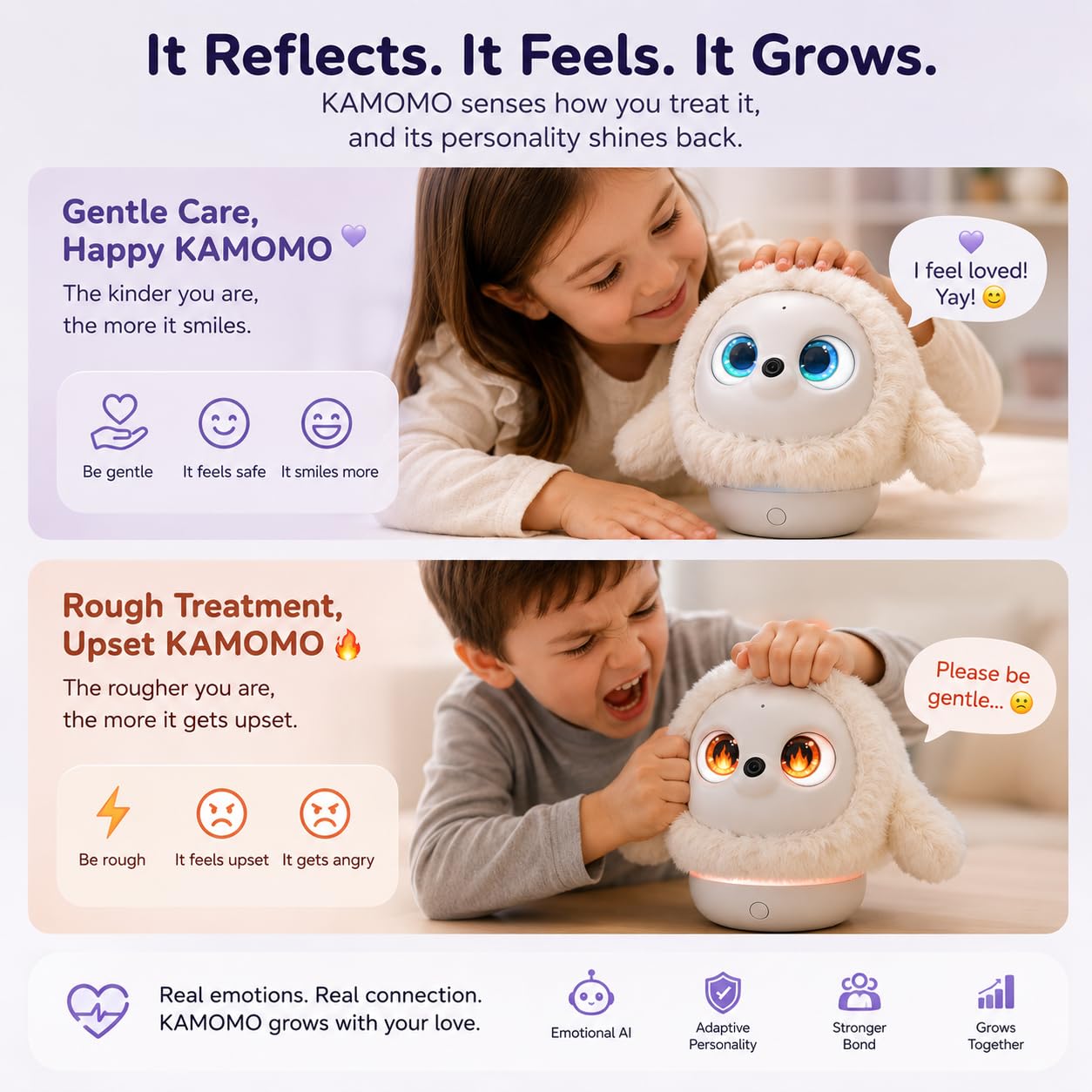 ropet KAMOMO Companion Interactive Robot Pet, Emotional Support for Kids and Adults, AI Desk Robots, Anxiety Relief Comfort Gift