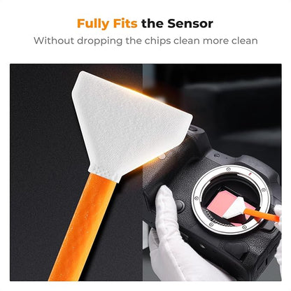 K&F CONCEPT 24mm Full Frame Sensor Cleaning Swab*10 + 20ml Sensor Cleaner, DSLR SLR Digital Camera CMOS and CCD Sensor Cleaning Swab Kits for Nikon Sony Canon Camera Clean
