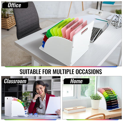 Wonderjune 1 Pcs Clipboard Holder Wooden Metal Clipboards Storage Rack with Raised Side Panel Clipboard Organization and Storage for Classroom Office School Teacher, White, Clip Boards Not Included