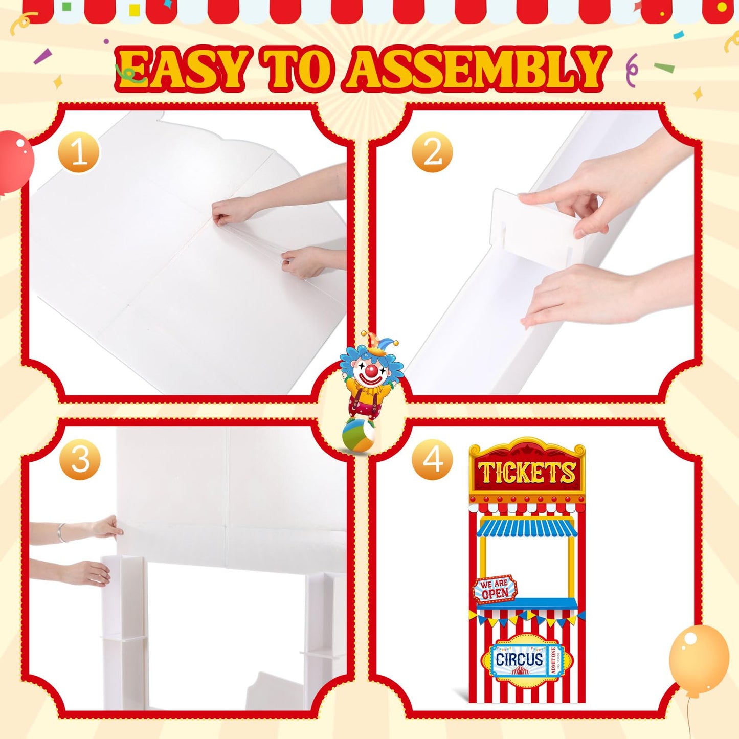 Yinkin Carnival Ticket Booth Standup Kit-Circus Theme Party Decorations Carnival Backdrop Foam Boards Large Photo Booth Props for Circus Party Decor Halloween Birthday Supplies, 72.8 x 31.9 Inch