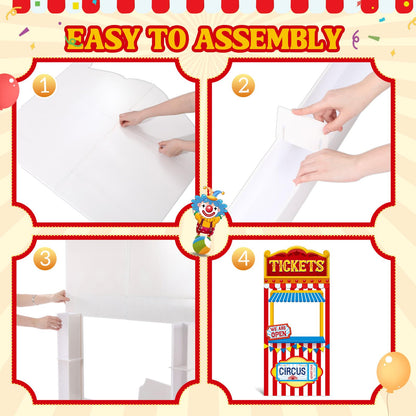 Yinkin Carnival Ticket Booth Standup Kit-Circus Theme Party Decorations Carnival Backdrop Foam Boards Large Photo Booth Props for Circus Party Decor Halloween Birthday Supplies, 72.8 x 31.9 Inch