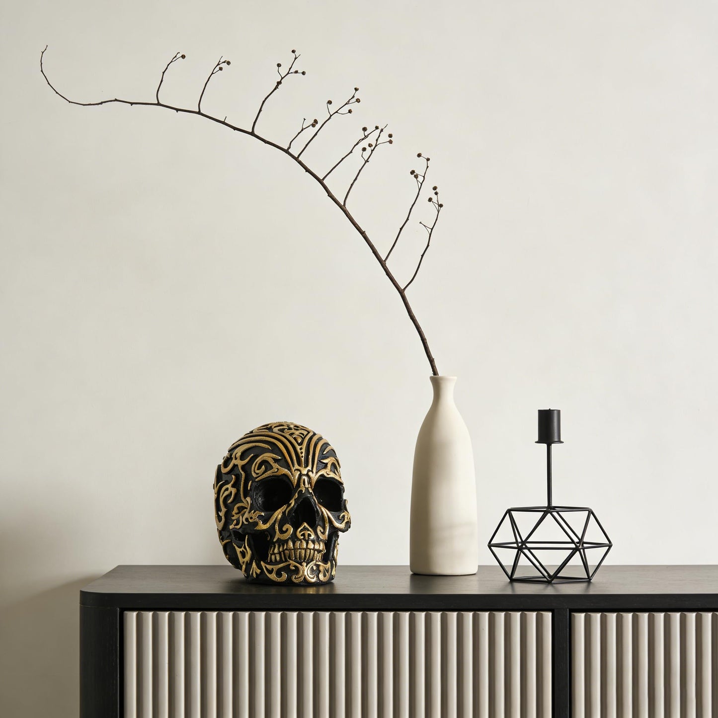 Gothic Skull Head Home Decor - 5.2 Inch Resin Skeleton Skull Halloween Statue, Skull Model for Bookshelf and Desktop,Party, Desk Altar Decoration