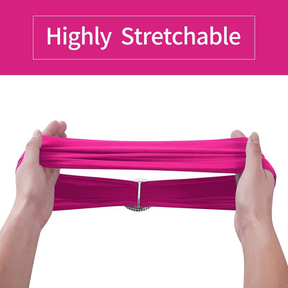 Peomeise 50pcs Fuchsia Spandex Chair Sashes with Buckle Slider for Wedding, Party Decoration