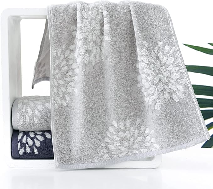 Pidada Hand Towels Set of 4 Hydrangea Floral Pattern 100% Cotton Absorbent Soft