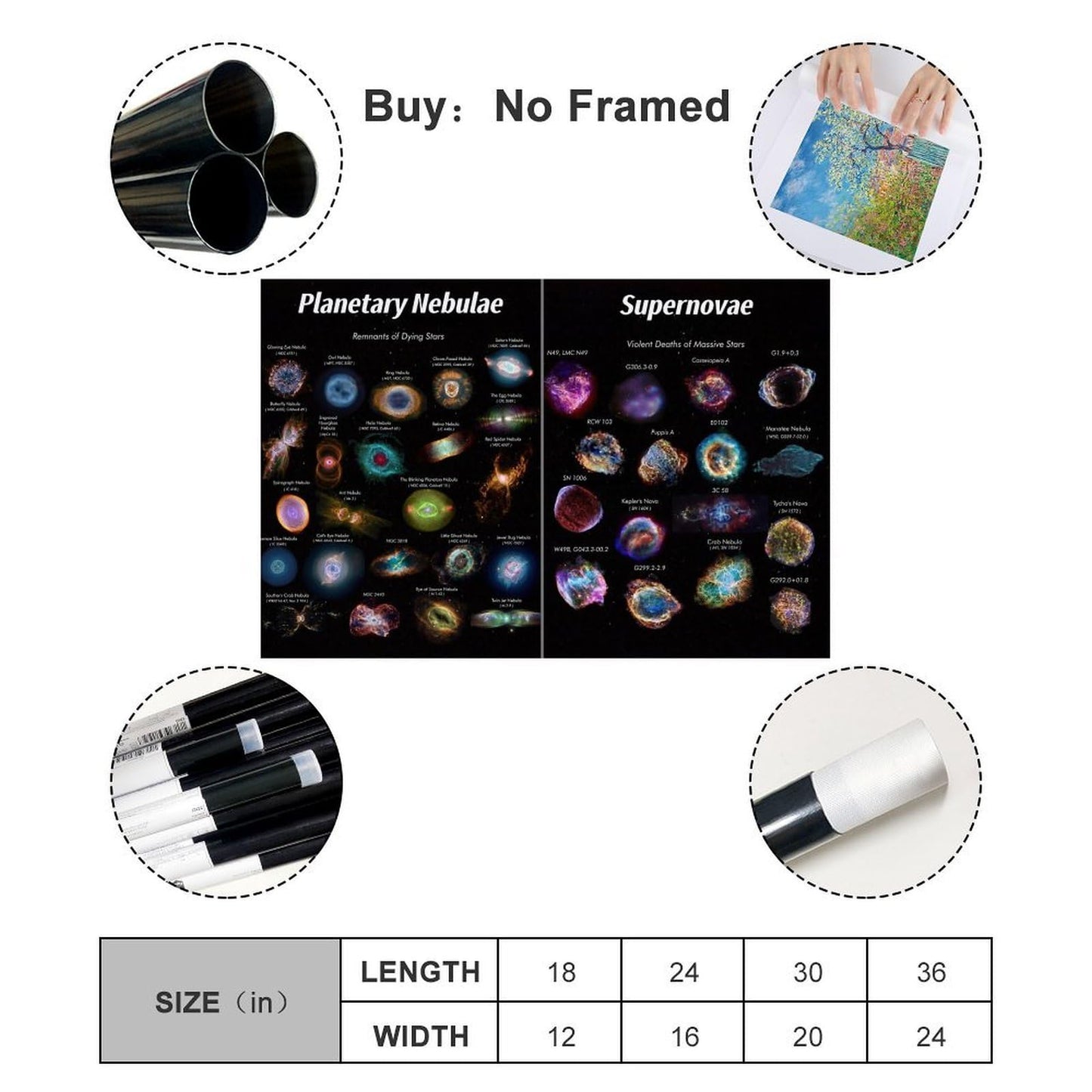 YLJAPOS Planetary Nebulae& Supernovae Poster Solar System Galaxy Astronomy Outer Spaces Wall Art Aesthetic Decorative Painting Living Roomstyle 12x18inch(30x45cm)