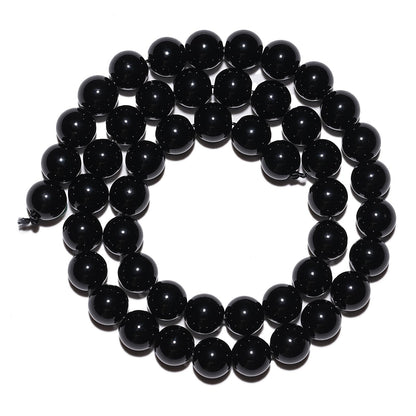 8mm Natural Black Onyx Agate Gemstone Beads Polished Round Smooth Stone Beads for Bracelets Jewelry Making 15inch Loose Beads