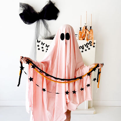 Black Pom Pom Garland New Years Eve Decoration Felt Ball Garland 5 Foot Mini Wool Balls Wool Black Birthday Party, Halloween Tree & Goth Christmas Decorations