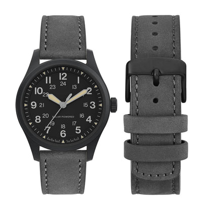 WOCCI 20mm Retro Leather Watch Band for Men and Women, Quick Release Replacement Strap with Black Buckle (Grey)