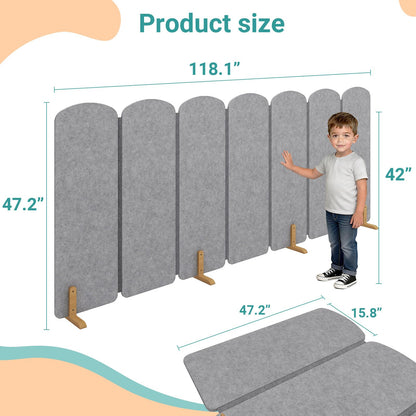 Foldable Kids Room Divider, Freestanding Classroom Partition,Toddler Play Screen, Children's Playroom Separator, Noise Reducing Felt Panel for Preschool, Daycare & Focused Learning at Home Library
