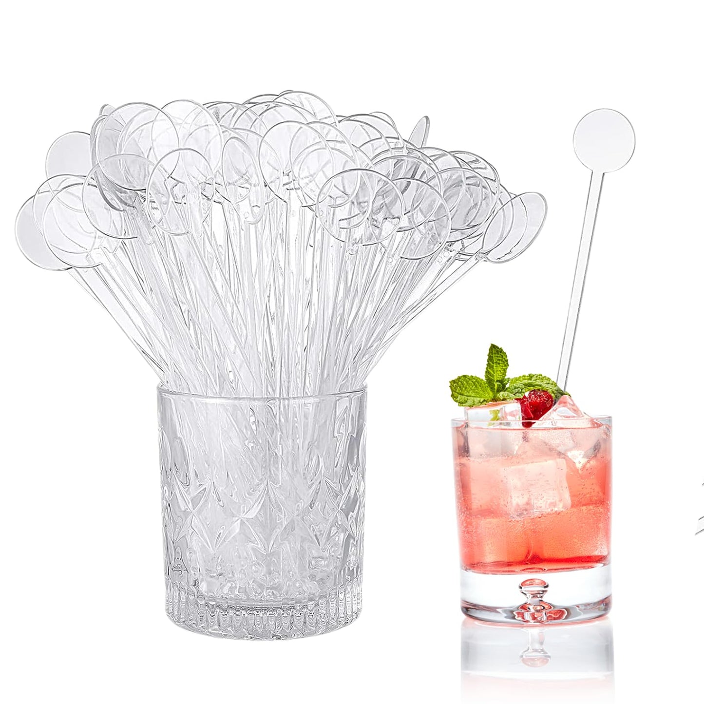 200Pcs Cocktail Swizzle Sticks, 7 Inches Drink Stirrers Bar Drinks Mixing Rod for Coffee Whiskey Beverage (Clear)