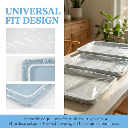 Universal Bird Cage Liners - 23X19 Inch Disposable Leak-Proof Elastic Edge Pet Cage Waste Bags for Most Bird Cages - 100 Pcs