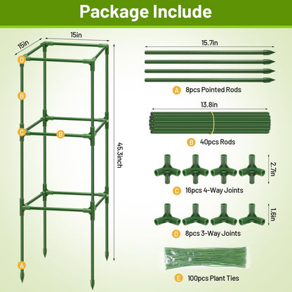 Legigo 2 Pack Square Tomato Cages- 45 Inch Heavy Duty Tomato Trellis for Climbing Plants Outdoor, Tomato Plant Support Stakes Cage Garden Trellis for Garden Raised Garden Bed Cucumbers Vegetables