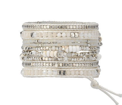 G2F DESIGN Bracelet for Women – Handmade Vegan Boho Natural Stone Layered Bracelet, Thailand Bohemian Stackable Beaded Wrap Bracelets (A13-Chantilly lace)