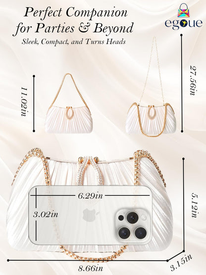 Gold Clutch Purses for Women - Elegant Sparkling evening bags for Wedding Galas, Prom Nights, Cocktail Parties& Formal Events