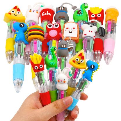 CZWZ 12Pcs Mini Multicolor Pens in One 4-in-1 Cute Pens Bulk, Fun Kawaii Ballpoint Pens for Birthdays and Party Favors Gifts Teacher School Supplies