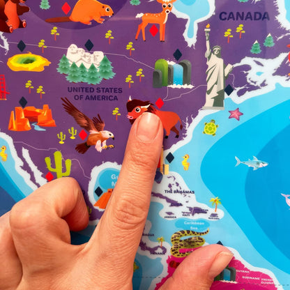 QUOKKA Educational Toys for Kids 5-7 Year Old - USA World Maps Puzzle Learning Wall Chart for Toddlers Age 3 4 6+ - Interactive Speech Therapy Poster Boy Girl - Autism Geography Puzzle Game 8-10-12