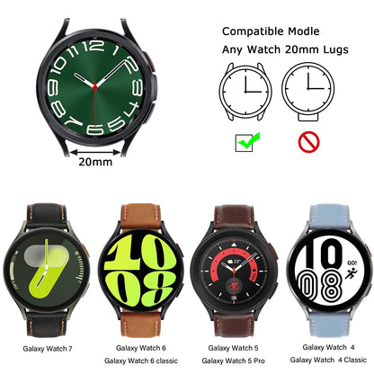 Tasikar Leather Bands Compatible with Samsung Galaxy Watch 47mm 7/6/5/4 Band/Watch 6 Classic 43mm 47mm/Watch 5 Pro Band, Genuine Leather Strap for Galaxy Watch 4 Classic/Watch 3, Classic Brown