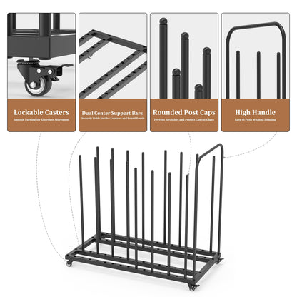 GARVIN Art Storage Rack with Caster Wheels, Art Drying Rack Metal Storage Stand with 7 Slots, Heavy-Duty Canvas Organizer for Artwork, Prints and Panels for Art Studio, Classroom and Gallery