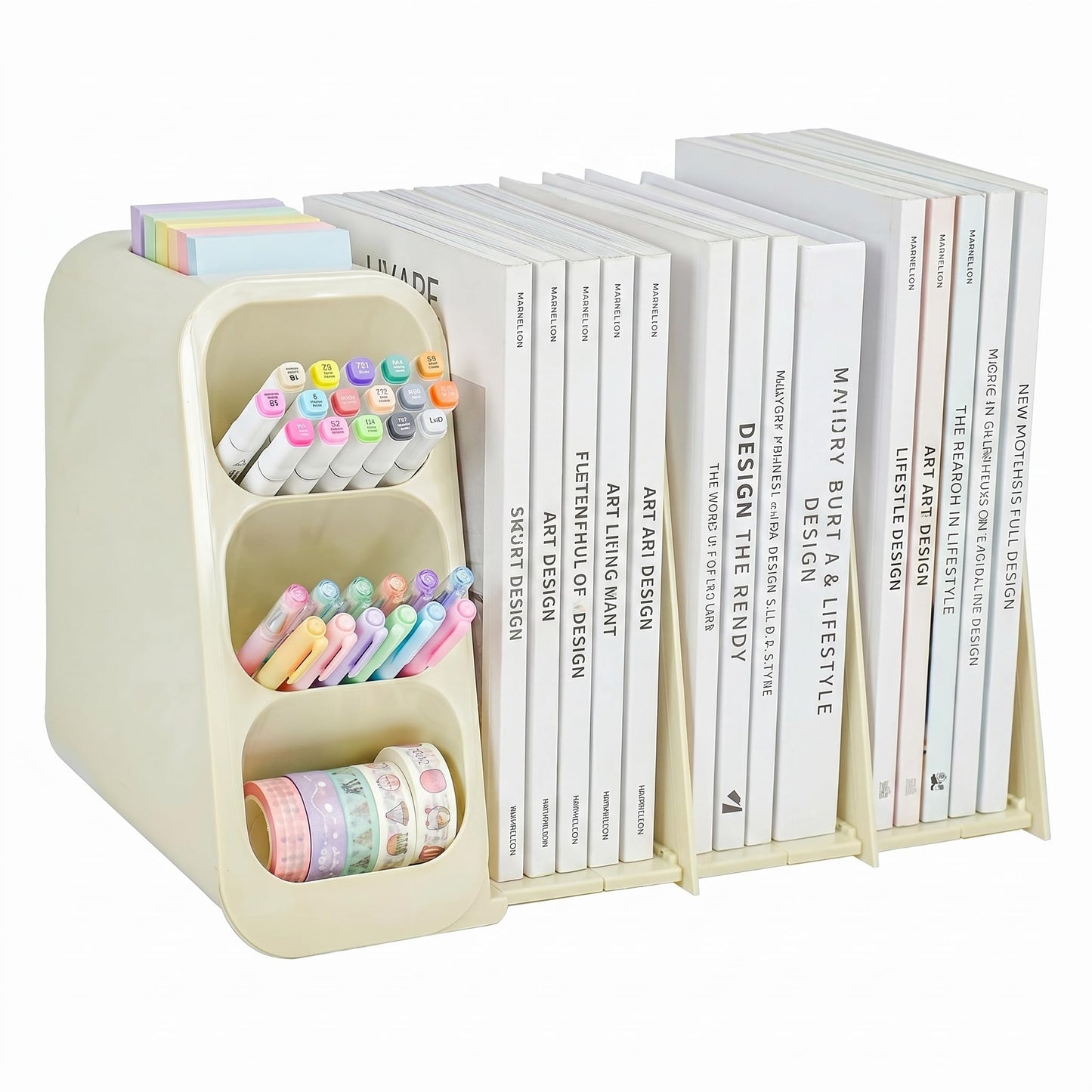 SAYEEC Collapsible Magazine File Holder Plastic Binder Holder for Desk Upright Desktop File Organizer with Pen Holder Vertical Folder Organizer Sturdy Magazine Book Rack Storage Box for Office Home