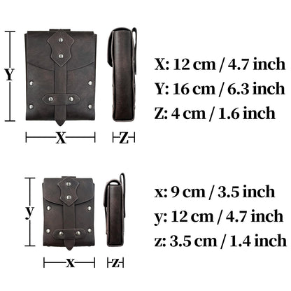 HiiFeuer 4 PCs Medieval Alchemy Belt Costume, Fantasy Faux Leather Wizard Potion Holder Belt with 4 Cork Vials and Belt Bag (Brown A)