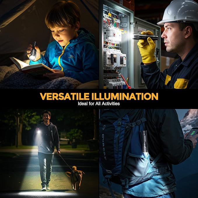 BUCASA Rechargeable Flashlights High Lumens 3 Pack, Brighter Small Flashlight Powerful Tactical Flashlights Rechargeable, Waterproof LED Flashlight with 3 Modes Zoomable for Camping Emergency