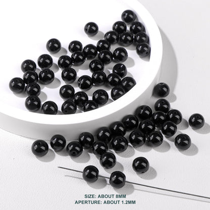 Risyfjew 50PCS 8mm Natural Black Obsidian Beads Gemstone Round Loose Beads for Jewelry Making Chakra Crystal Stone Beads for Bracelets Necklace Earrings Making Supplies (50pcs/Strand)