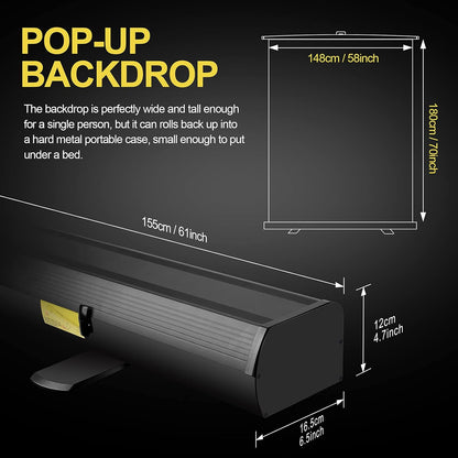 EMART Collapsible Chromakey Panel, 2-in-1 Black White Screen Backdrop, Portable Photography Background with Auto-Locking Frame for Photo Studio Video Live Streaming Photoshoot Zoom Gaming
