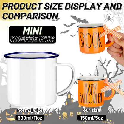 Suttmin Halloween Mini Coffee Mugs Set of 6 Pumpkin Ghost Witch Mini Coffee Cups Tiered Tray Decor for Halloween Kitchen Bar Coffee Decoration Centerpiece Housewarming Gift