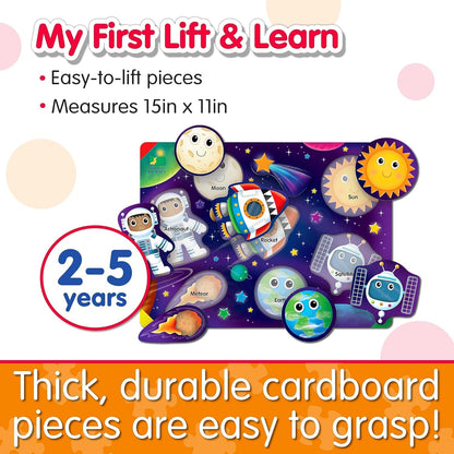 The Learning Journey Space Puzzle Lift & Learn - 26 Pieces - Cardboard, Outer Space Theme for Toddlers 2-5 Years