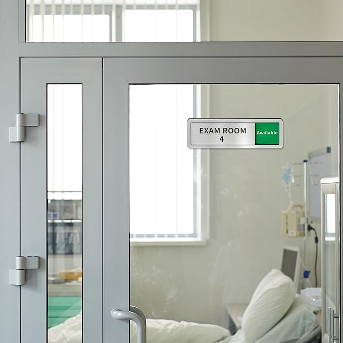 Exam Room Sign, Exam Room Numbers, In Use/Available Slider Door Signs for Therapists, School, Medical Office, Hospital-Easy Installation