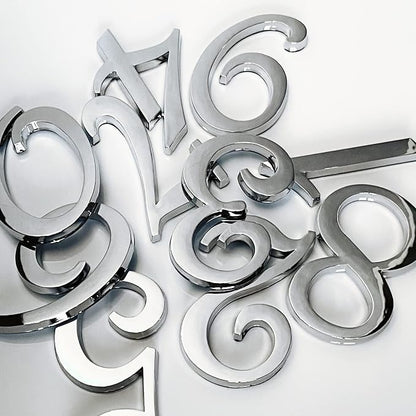 3 Inch Mailbox Numbers Self Adhesive House Apartment Hotel Office Room Home Door Address Number Plastic Stickers Chrome Plated Process (Silver)