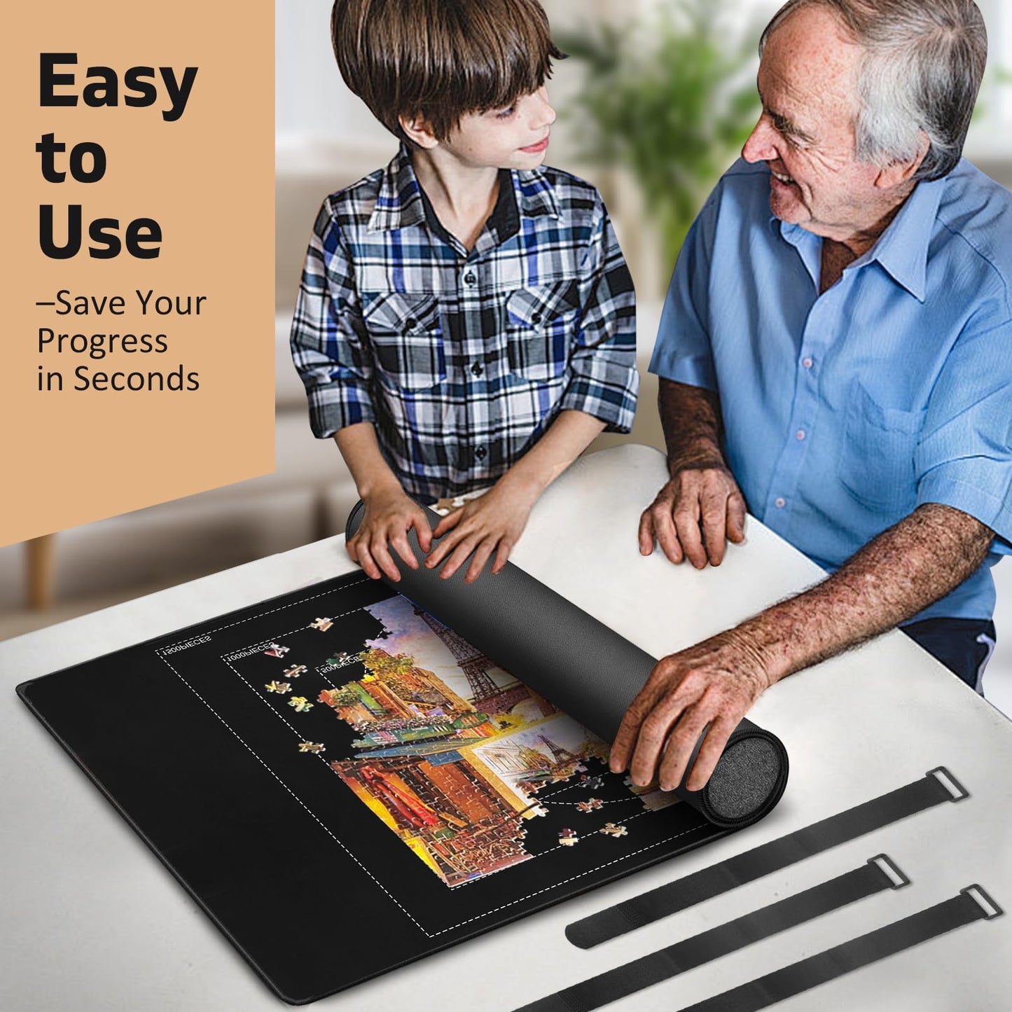 Callkroon 1500-piece Rubber Puzzles Mat – 1 Non-Slip Puzzle roll up, 1 roll of Jigsaw Saver (78 inches x 11.8 inches), 4 Sorting Trays – is The for Adults and Puzzle Enthusiasts.