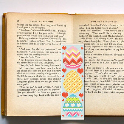 FREEBLOSS 6 Set Cross Stitch Bookmark Kit 11 CT Stamped Cross Stitch Kit DIY Embroidery Bookmark Kits for Adult Beginners with Instructions, Easter Bunny, 6 x 20 cm/8" x 2.4"