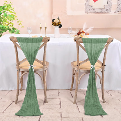 Pesonlook 30 PCS Sage Green Cheesecloth Chair Sashes 16 x 108 inch Cheesecloth Chair Sashes Rustic Chair Decorative Bows Designed Chair Cover for Wedding Banquet Party Aisle Home Kitchen Decoration