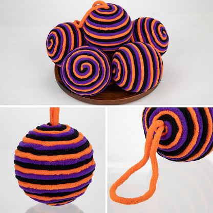 Briful 3.94'' Halloween Ornament Balls, 6PCS Large Decorative Yarn Balls Decorative Hanging Ornaments with Strings for Halloween Tree Thanksgiving Home Table Vase Bowl Decor