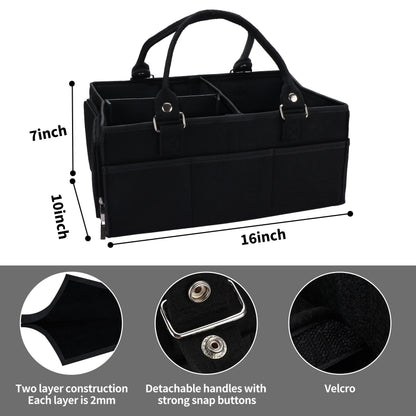 XUANGUO Baby Diaper Caddy Organizer for Girl Boy Large Nursery Storage Bin Basket Portable Holder Tote Bag for Changing Table and Car Baby Shower Gifts Newborn Essentials Must Haves Items black