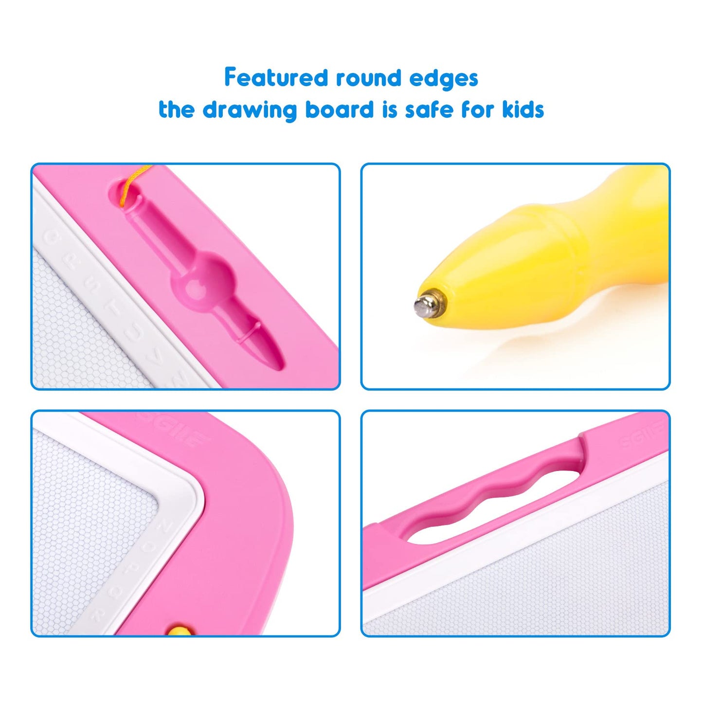 SGILE Toddler Toys for Kids, Large Magnetic Drawing Board for Birthday Gift, Toys for 1 2 3 4 Year Old Girls Boys, Etch & Sketch Pad with 4 Stamps, Learning and Educational, 16 ×13 in, Pink