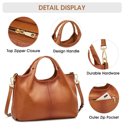 Kattee Leather Purses and Handbags for Women, Medium Crossbody Bags Trendy, Soft Shoulder Satchel Bags, Sorrel
