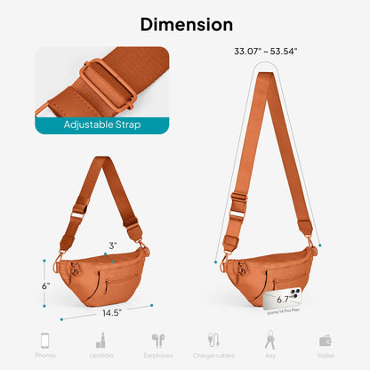 TOPEAST Fanny Pack for Women, Anti-Theft Travel Belt Bag Crossbody Sling Bag Purse with RFID Blocking, Small Fashion Bum Bag Waist Pack with Multiple Pockets for Hiking Walking Sport