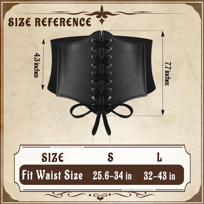 Magibag Women Renaissance Corset Belt Pouch Halloween Medieval Renaissance Costume Accessories (Black Skirt Hike Set, L/Waist 32"-43")