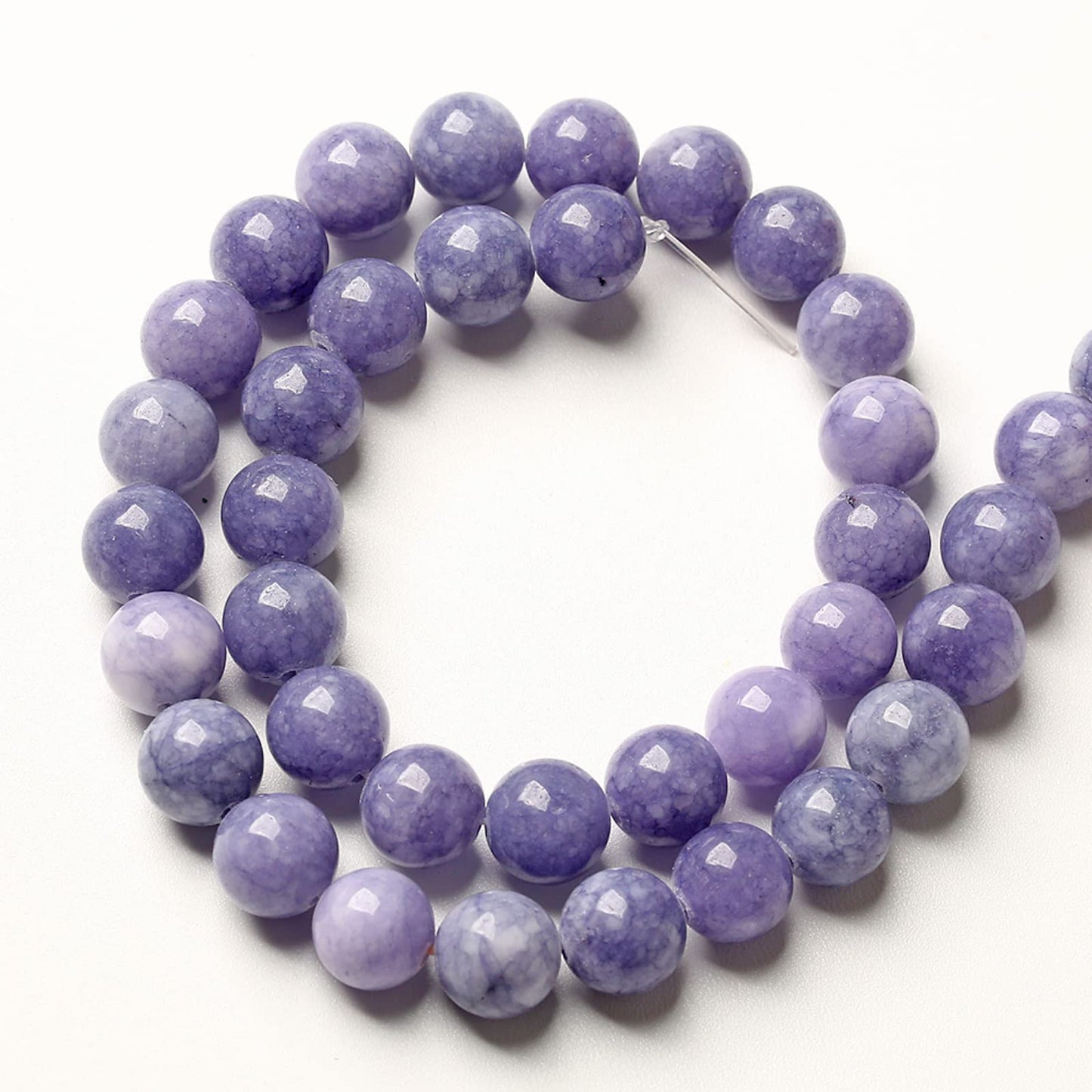 120PCS 6MM Lavender Purple Chalcedony Stone Loose Beads for Jewelry Making DIY Bracelet Necklace