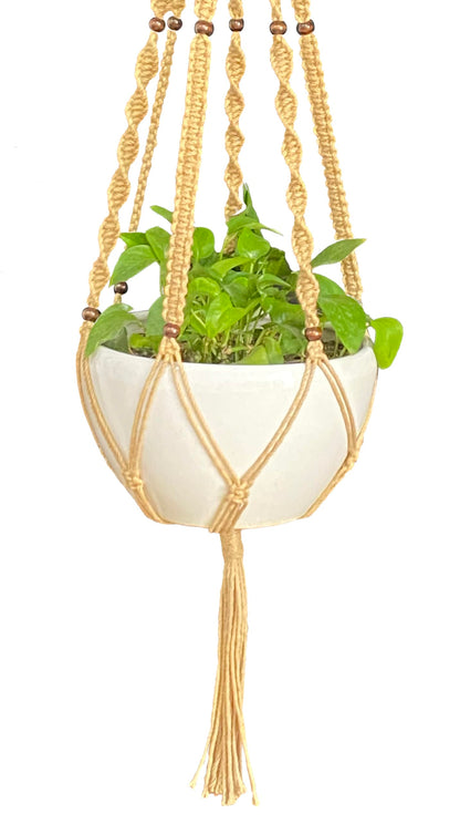 Plant Hanger Macrame Hemp Rope 6 Legs 51 Inches for Indoor Outdoor, Living Room, Kitchen, Deck, Patio, High and Low Ceiling with Size of 10-12 inches Without The Pot