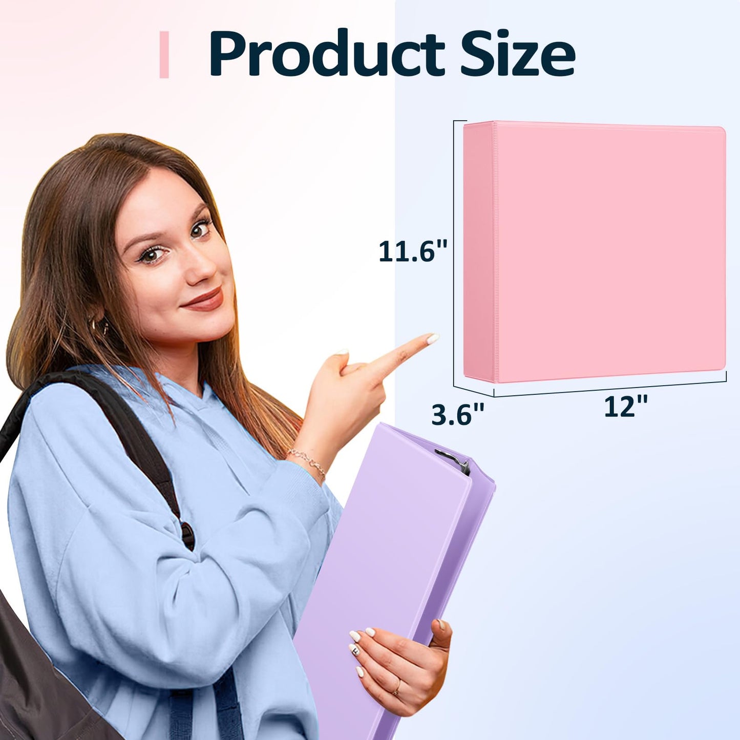 BinderX Extra Durable 3 Inch 3 Ring Binder, D-Ring Large Binder, Holds 670 Sheets of 8.5x11 Paper, Customizable View Cover with Inside Pocket, Heavy Duty 3 Ring Binders for School, White