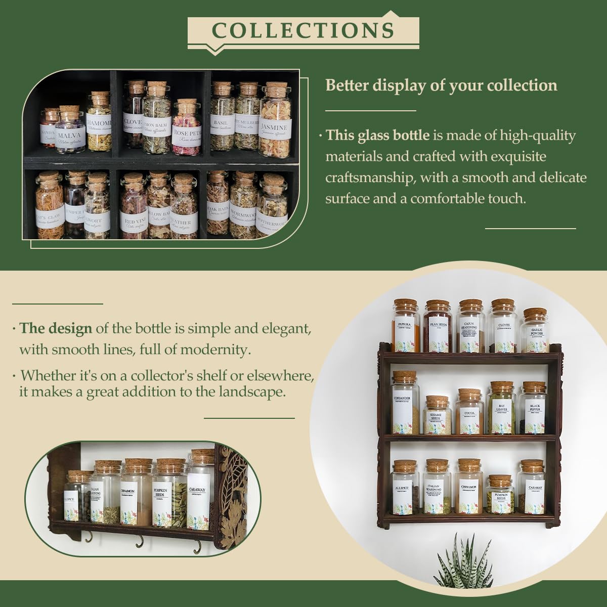 6-Pack 3.04 oz (90 ml) Glass Bottles with Cork Stoppers – for Spell Bottles, Spice Jars, DIY Party Favors, Travel Memories & Plant Propagation – Empty Recyclable Containers for Crafts, Kitchen,Décor
