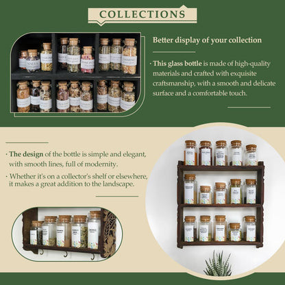 6-Pack 3.04 oz (90 ml) Glass Bottles with Cork Stoppers – for Spell Bottles, Spice Jars, DIY Party Favors, Travel Memories & Plant Propagation – Empty Recyclable Containers for Crafts, Kitchen,Décor
