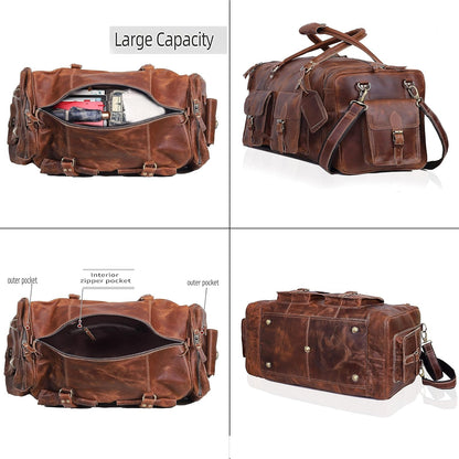 Large duffel bags for men holdall leather travel bag overnight gym sports weekend bag 32 Inch